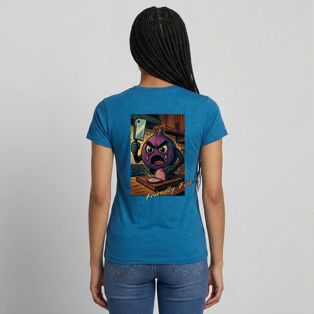 Friendly Fire Women's Tee - antique blue sapphire heather