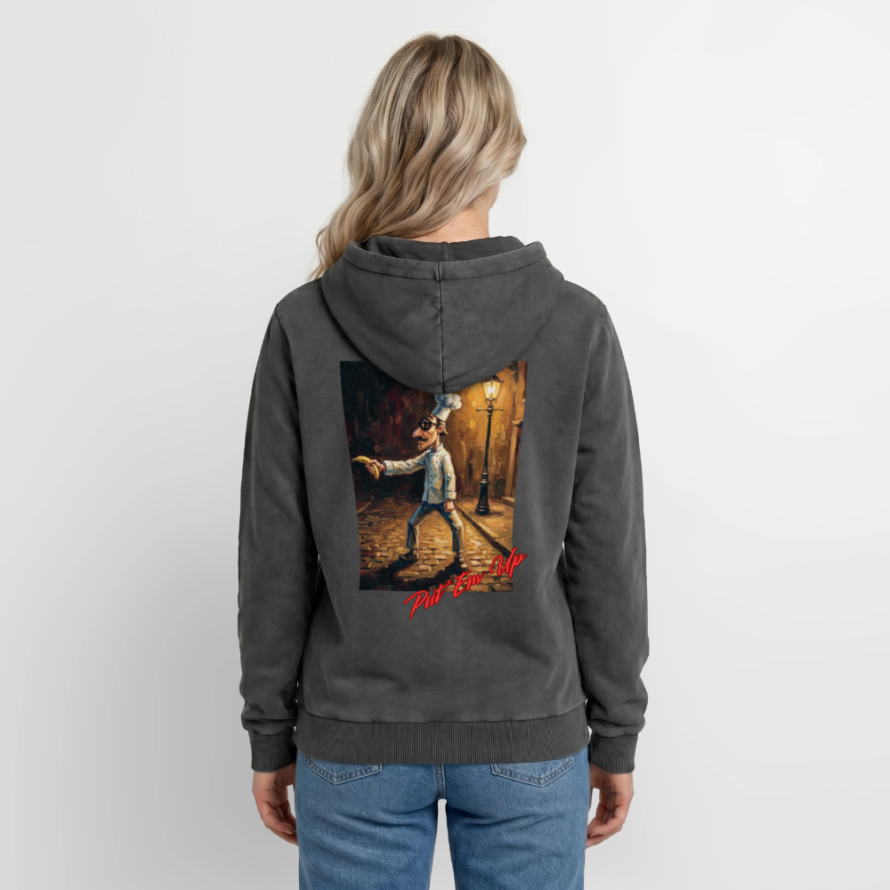 Put 'Em Up Premium Acid Washed Hoodie - acid washed black