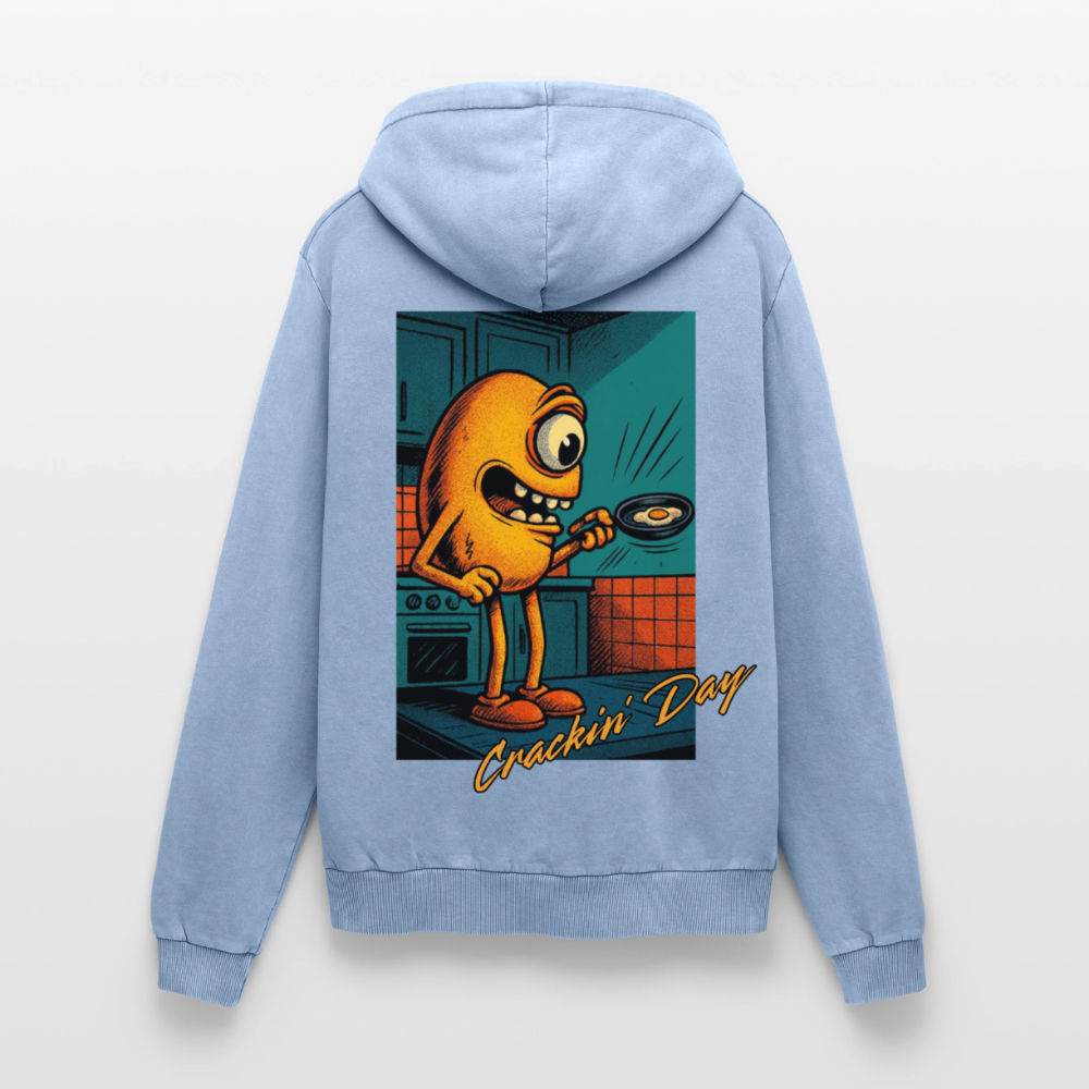 Crackin' Day Premium Acid Washed Hoodie - acid washed blue