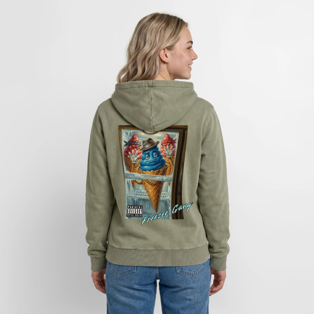 Freezer Gang Premium Acid Washed Hoodie - acid washed green