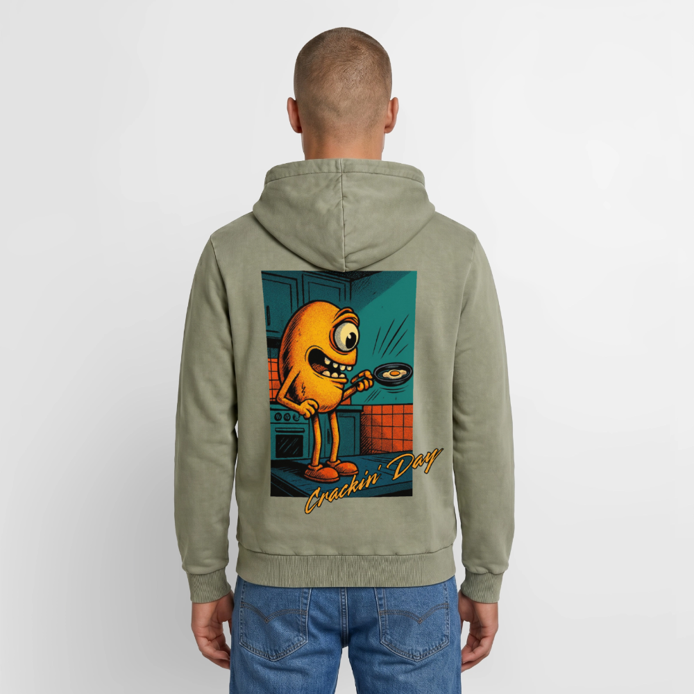 Crackin' Day Premium Acid Washed Hoodie - acid washed green