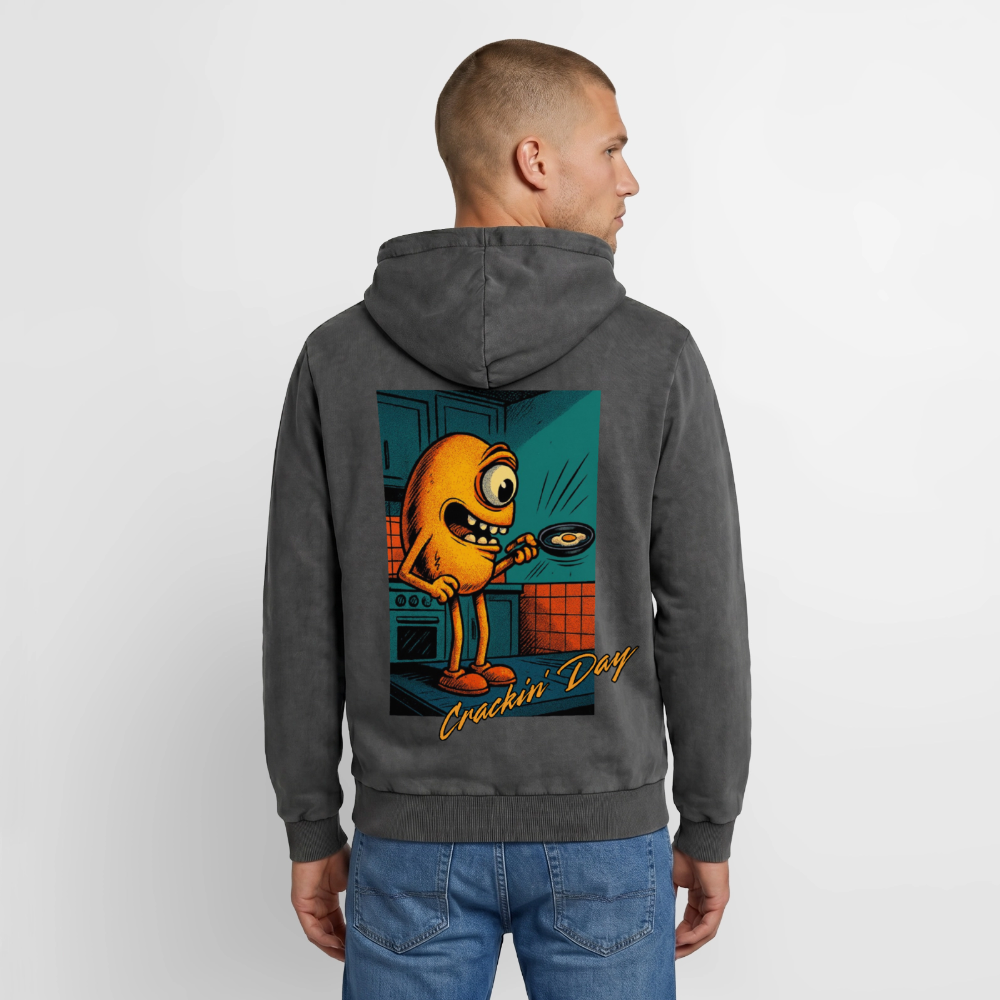 Crackin' Day Premium Acid Washed Hoodie - acid washed black