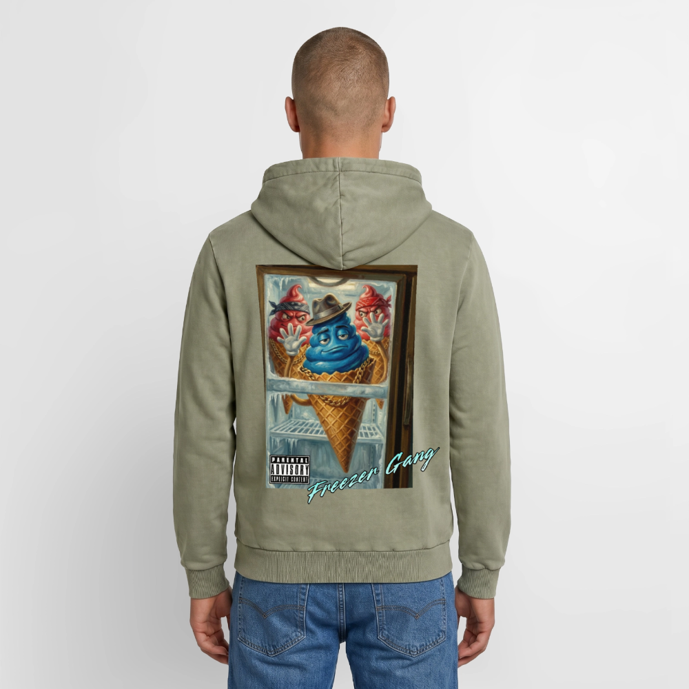 Freezer Gang Premium Acid Washed Hoodie - acid washed green