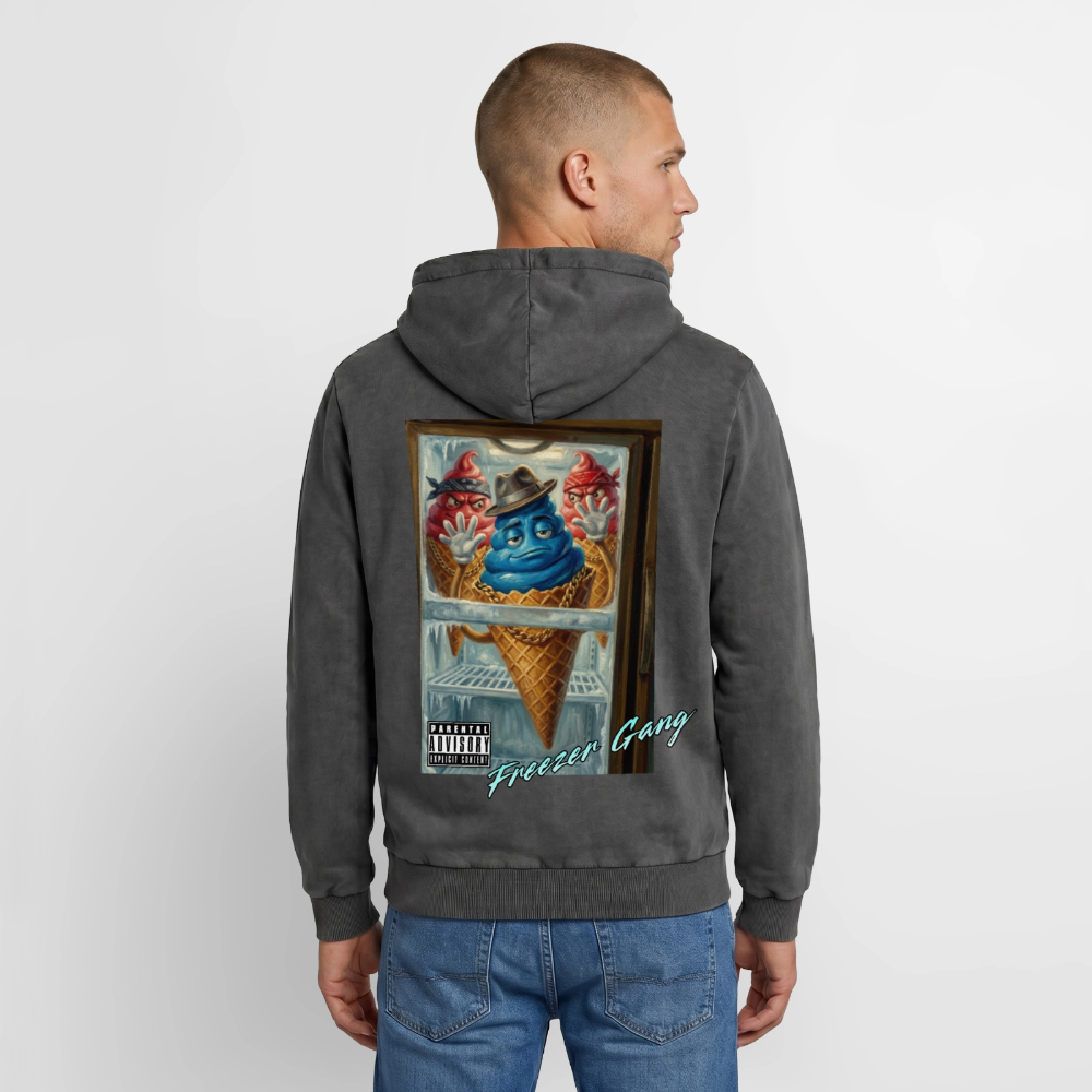 Freezer Gang Premium Acid Washed Hoodie - acid washed black
