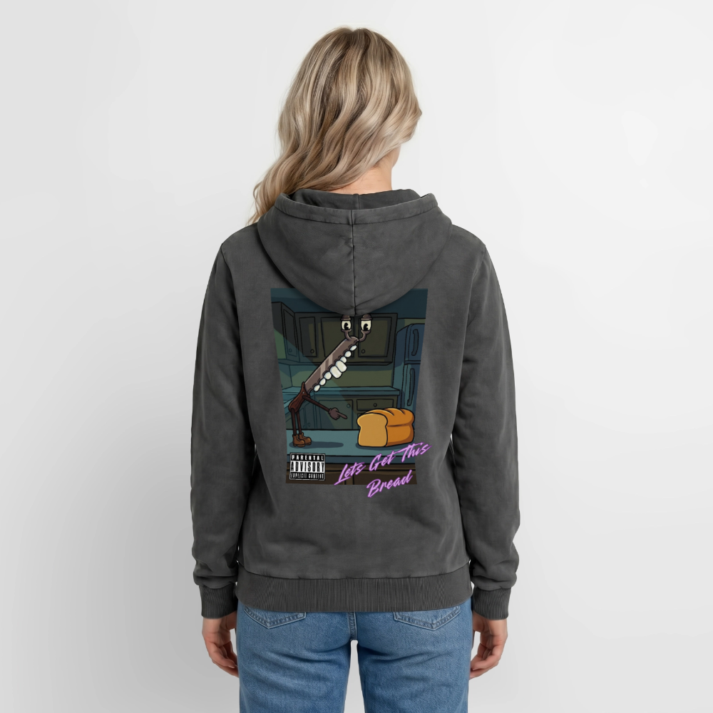 Lets Get This Bread Premium Acid Washed Hoodie - acid washed black