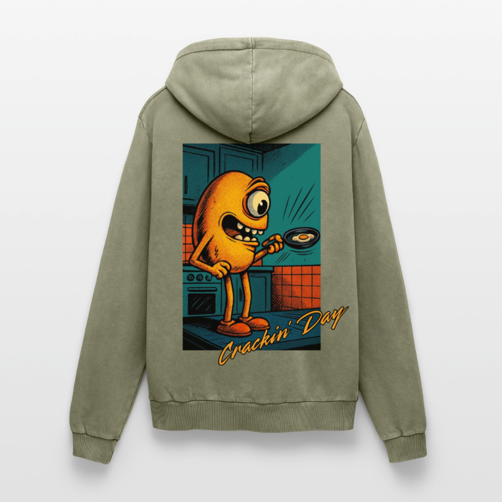 Crackin' Day Premium Acid Washed Hoodie - acid washed green