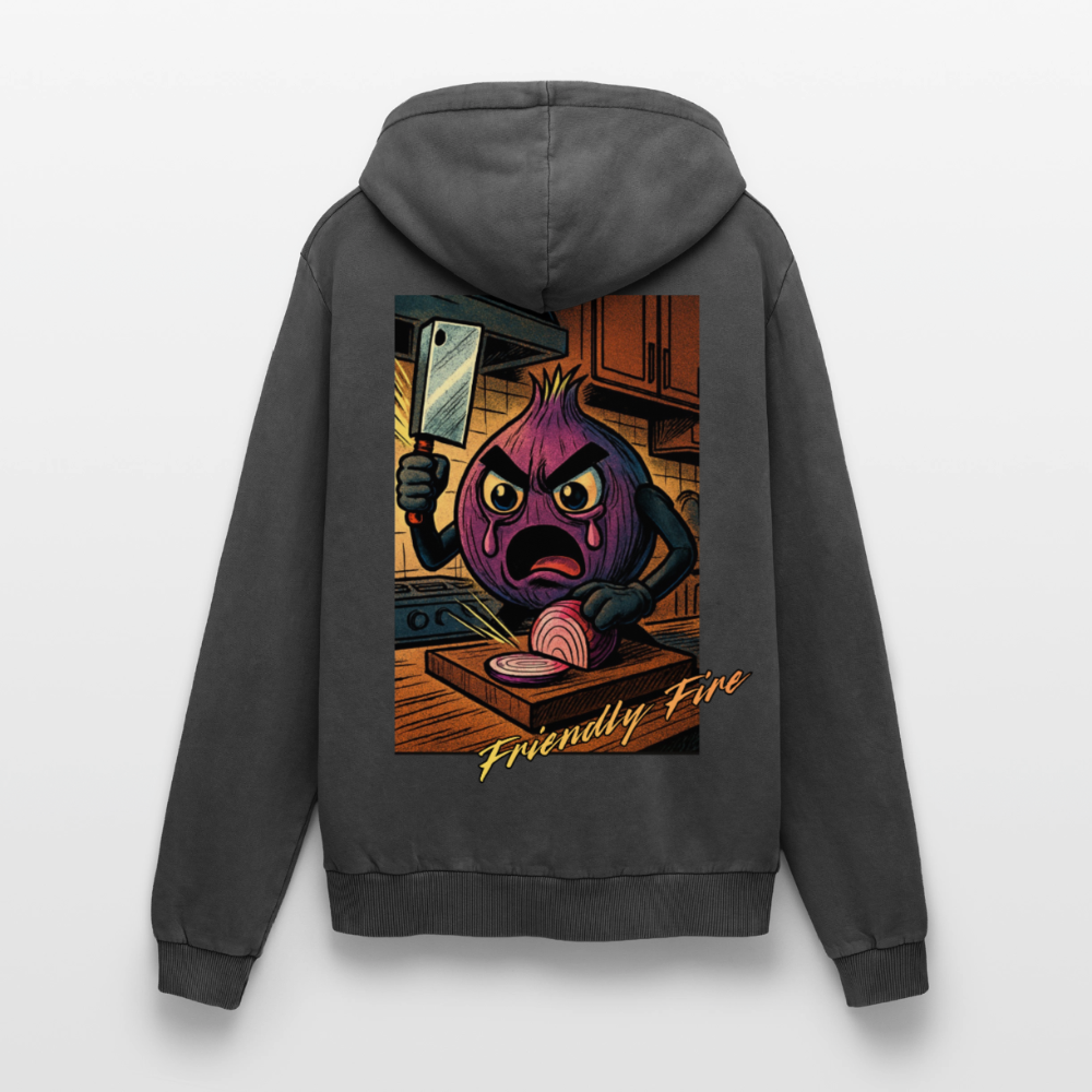 Friendly Fire Premium Acid Washed Hoodie - acid washed black