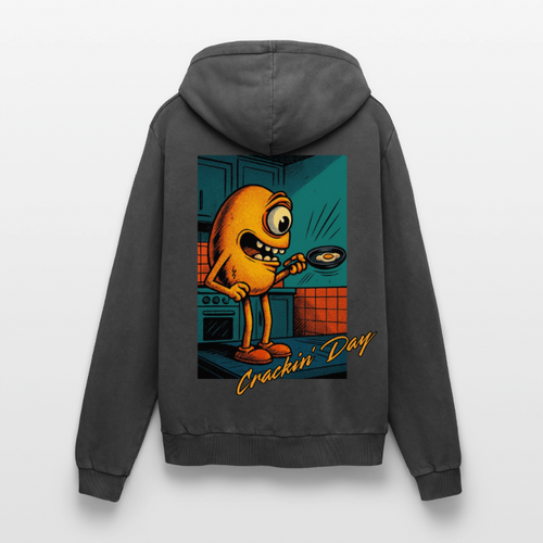 Crackin' Day Premium Acid Washed Hoodie - acid washed black