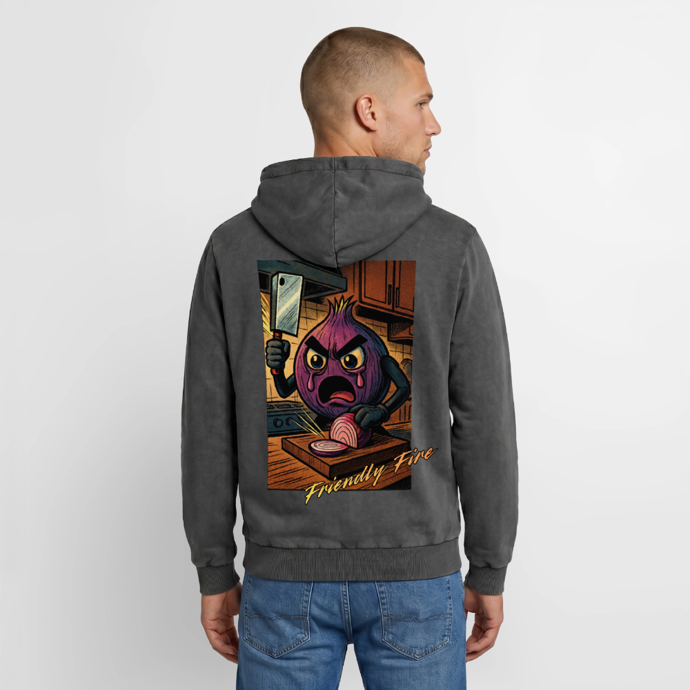 Friendly Fire Premium Acid Washed Hoodie - acid washed black
