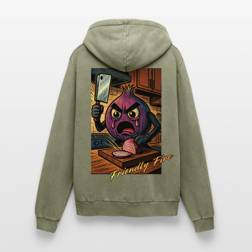 Friendly Fire Premium Acid Washed Hoodie - acid washed green