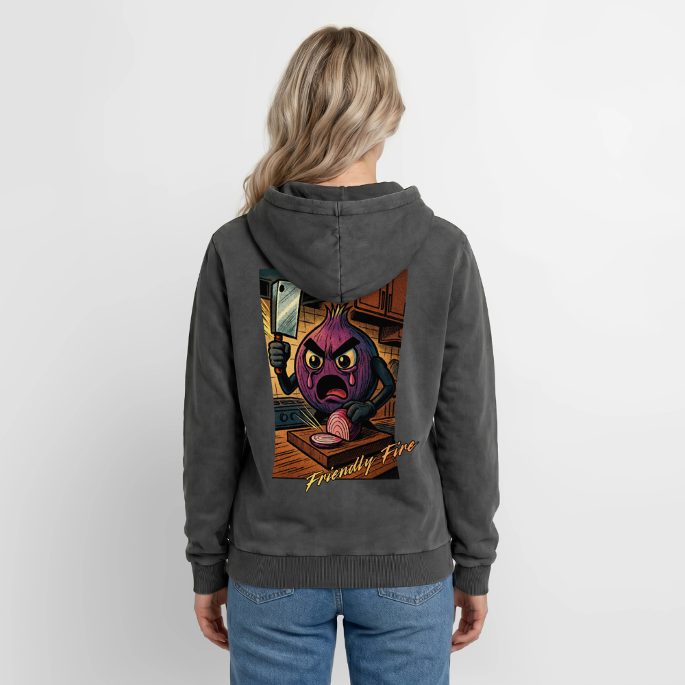 Friendly Fire Premium Acid Washed Hoodie - acid washed black