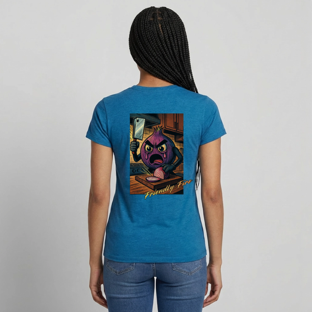 Friendly Fire Women's Tee - antique blue sapphire heather
