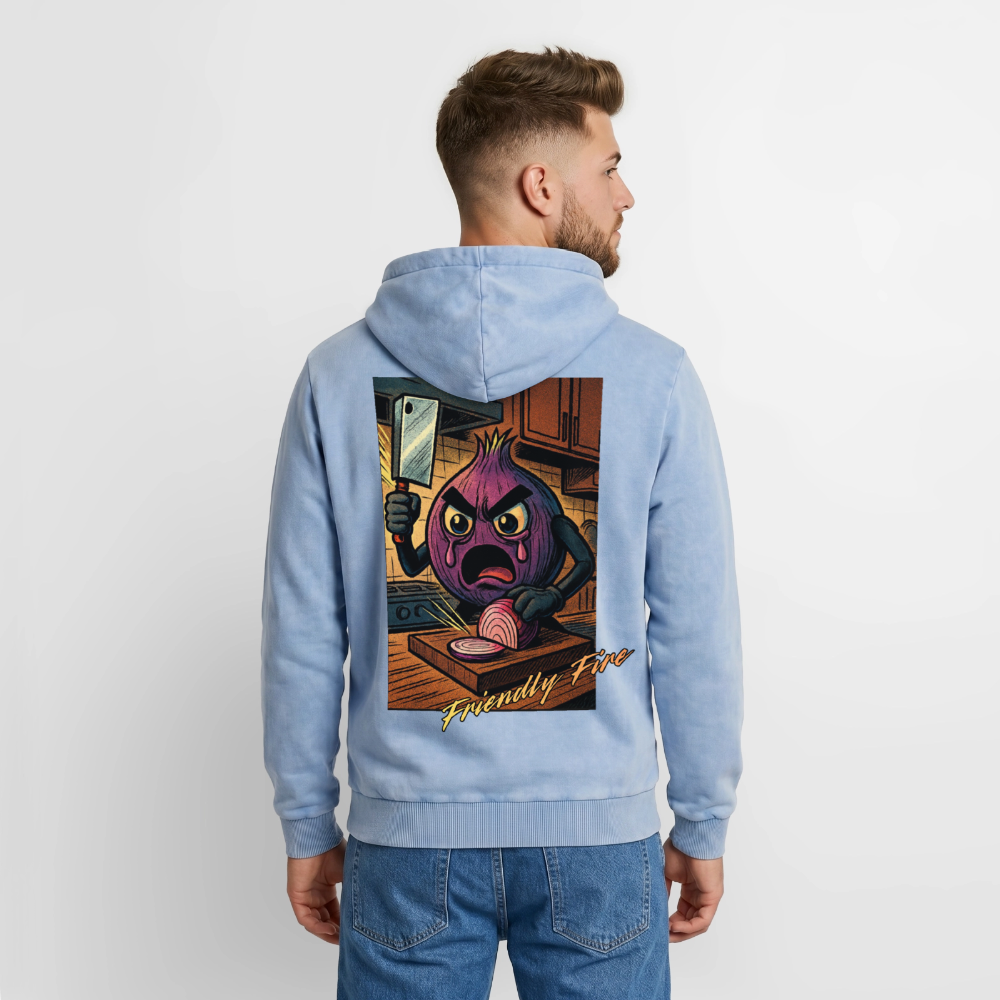 Friendly Fire Premium Acid Washed Hoodie - acid washed blue