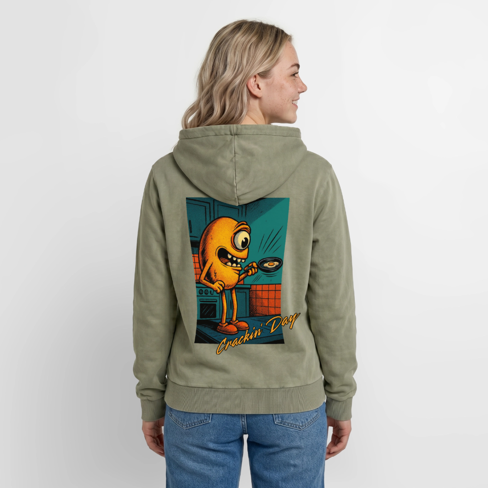 Crackin' Day Premium Acid Washed Hoodie - acid washed green