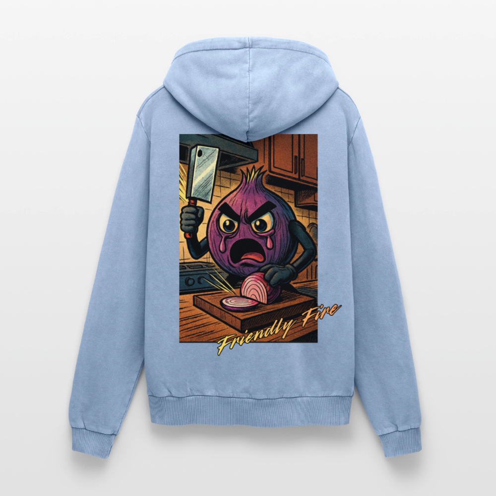 Friendly Fire Premium Acid Washed Hoodie - acid washed blue