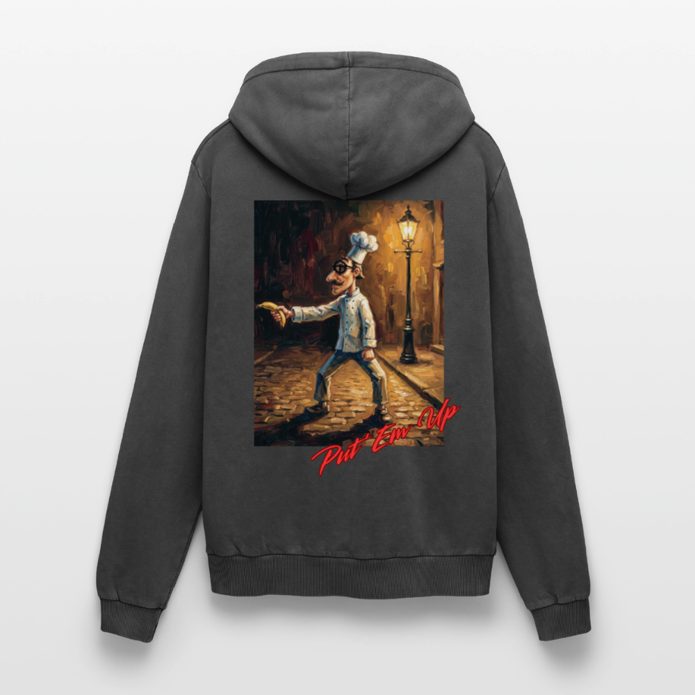 Put 'Em Up Premium Acid Washed Hoodie - acid washed black