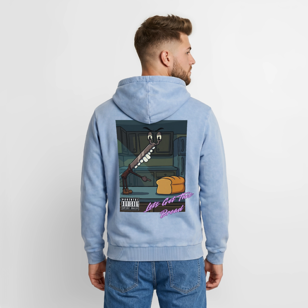 Lets Get This Bread Premium Acid Washed Hoodie - acid washed blue