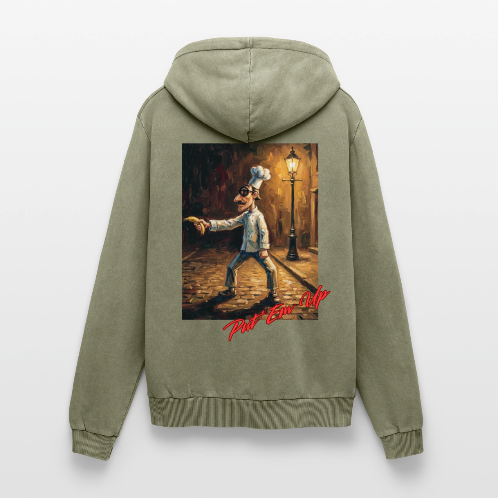 Put 'Em Up Premium Acid Washed Hoodie - acid washed green