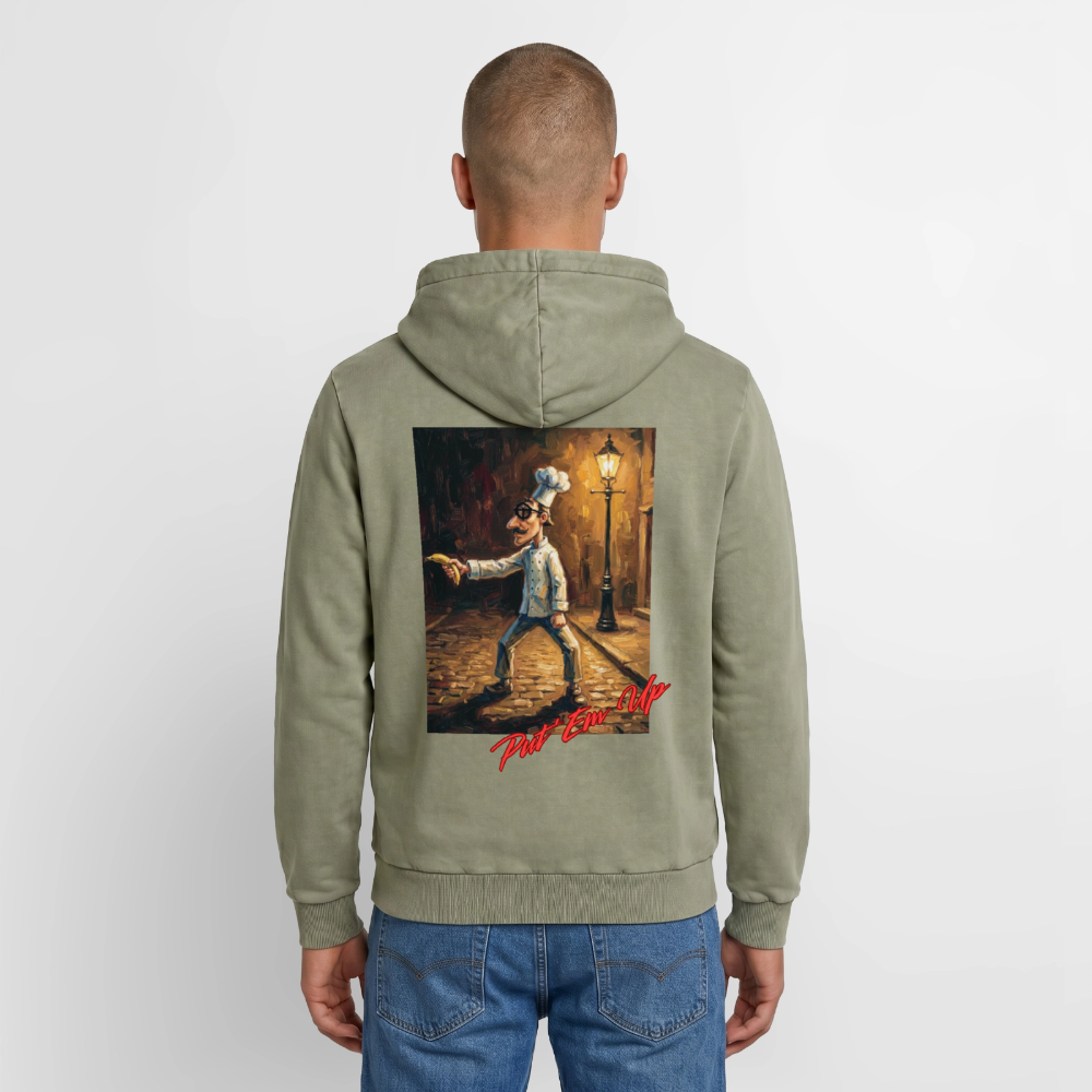 Put 'Em Up Premium Acid Washed Hoodie - acid washed green
