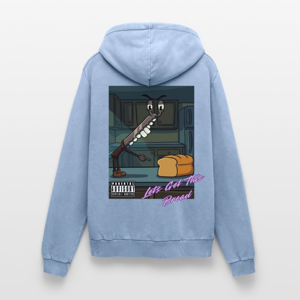 Lets Get This Bread Premium Acid Washed Hoodie - acid washed blue