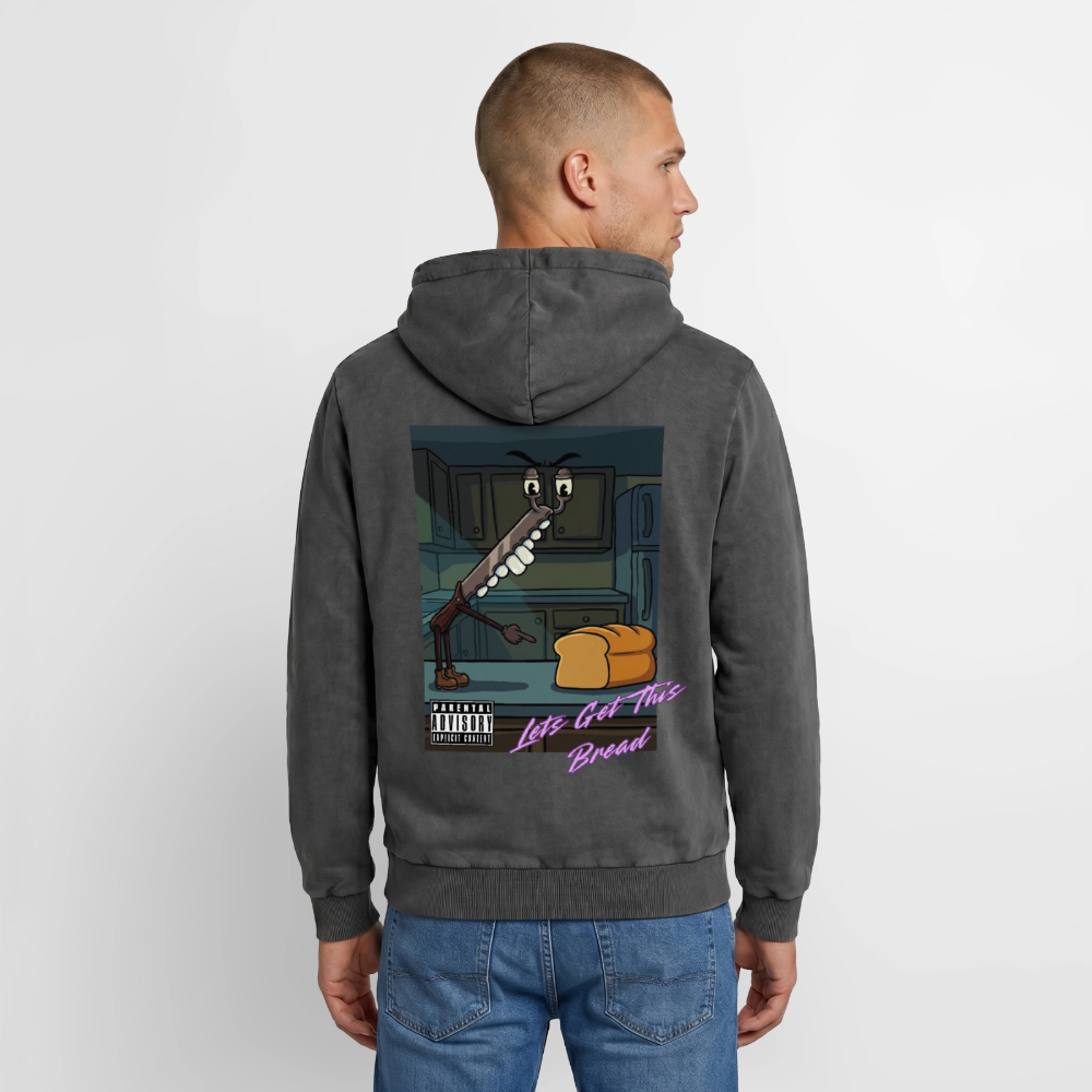 Lets Get This Bread Premium Acid Washed Hoodie - acid washed black