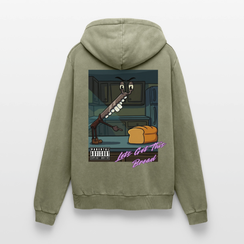 Lets Get This Bread Premium Acid Washed Hoodie - acid washed green
