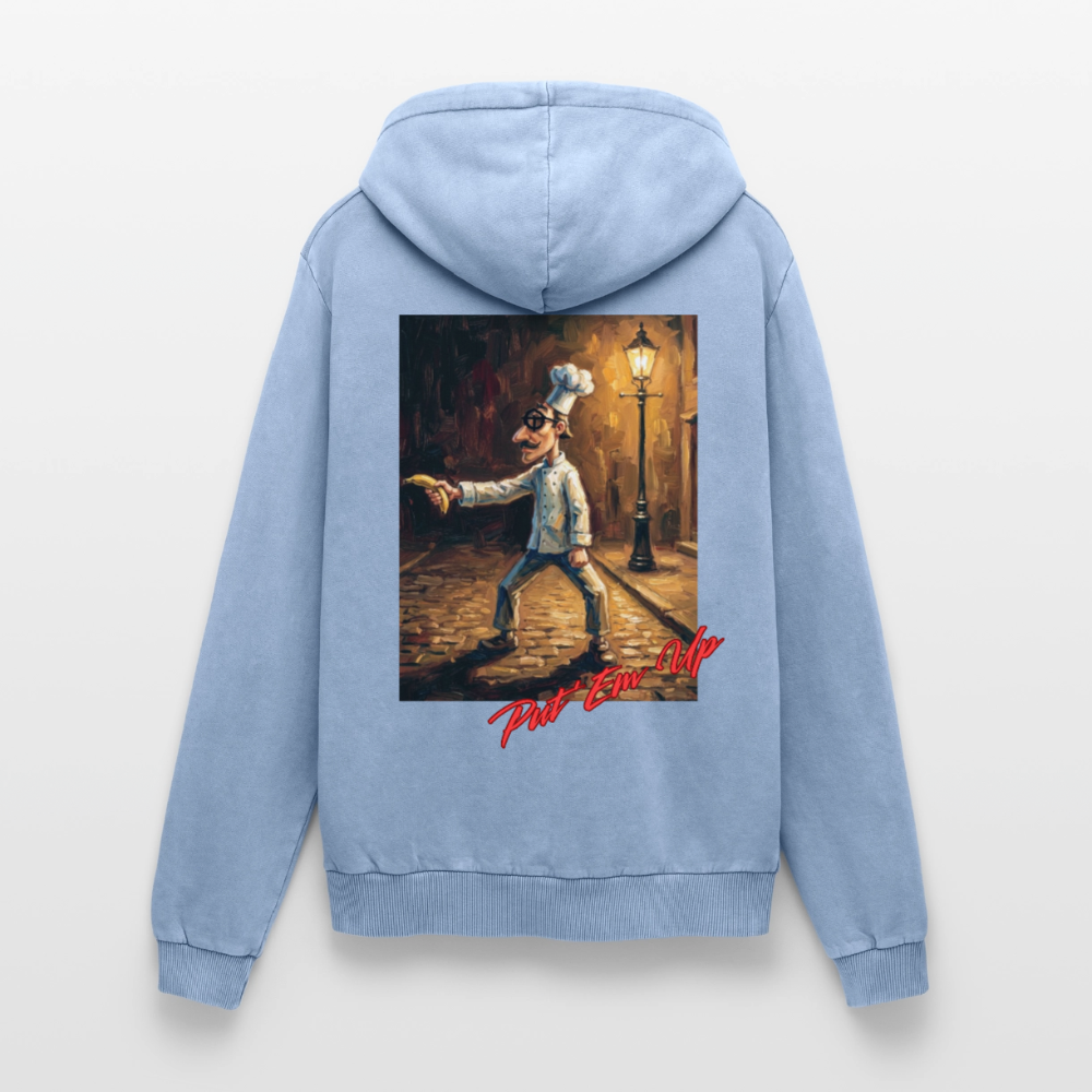 Put 'Em Up Premium Acid Washed Hoodie - acid washed blue