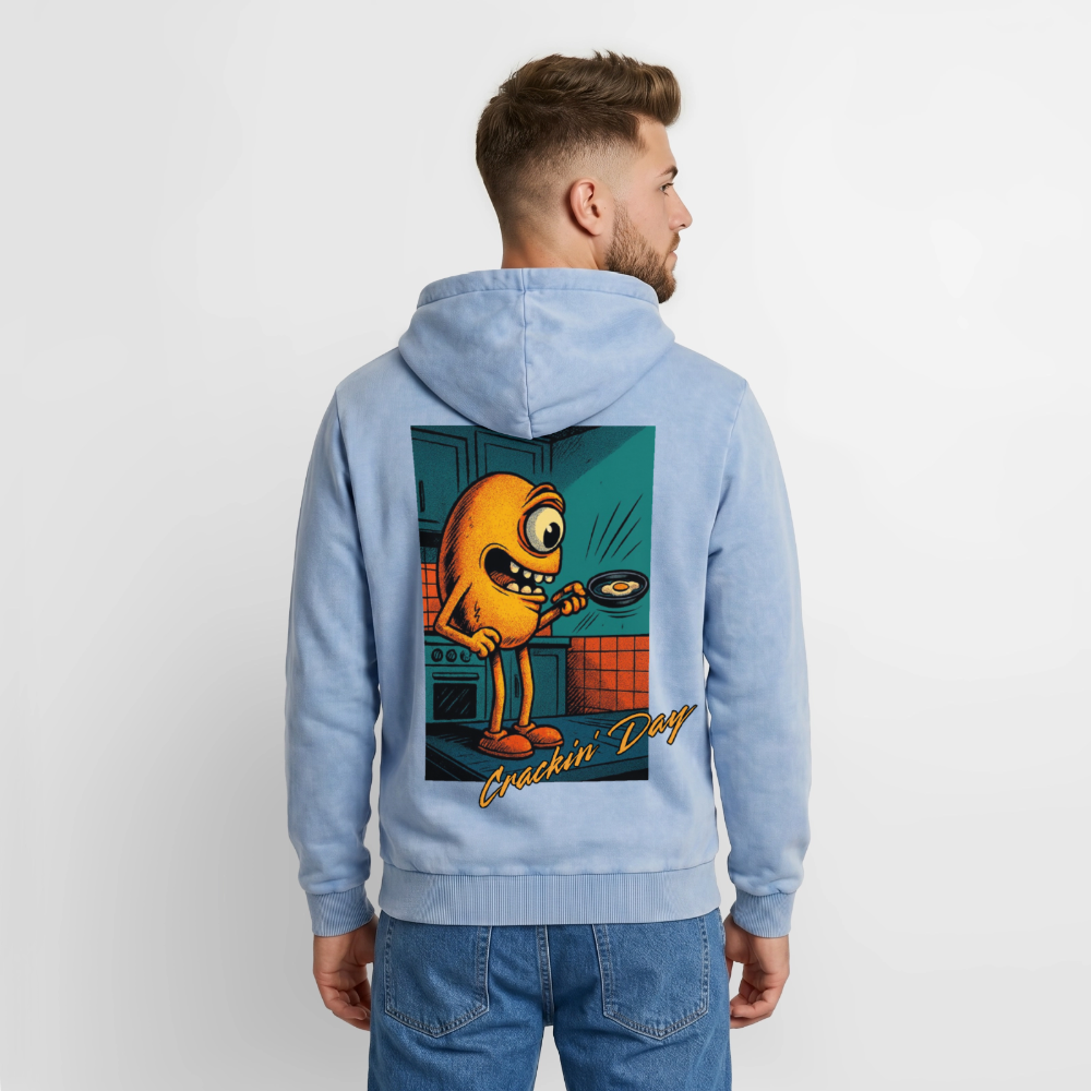 Crackin' Day Premium Acid Washed Hoodie - acid washed blue