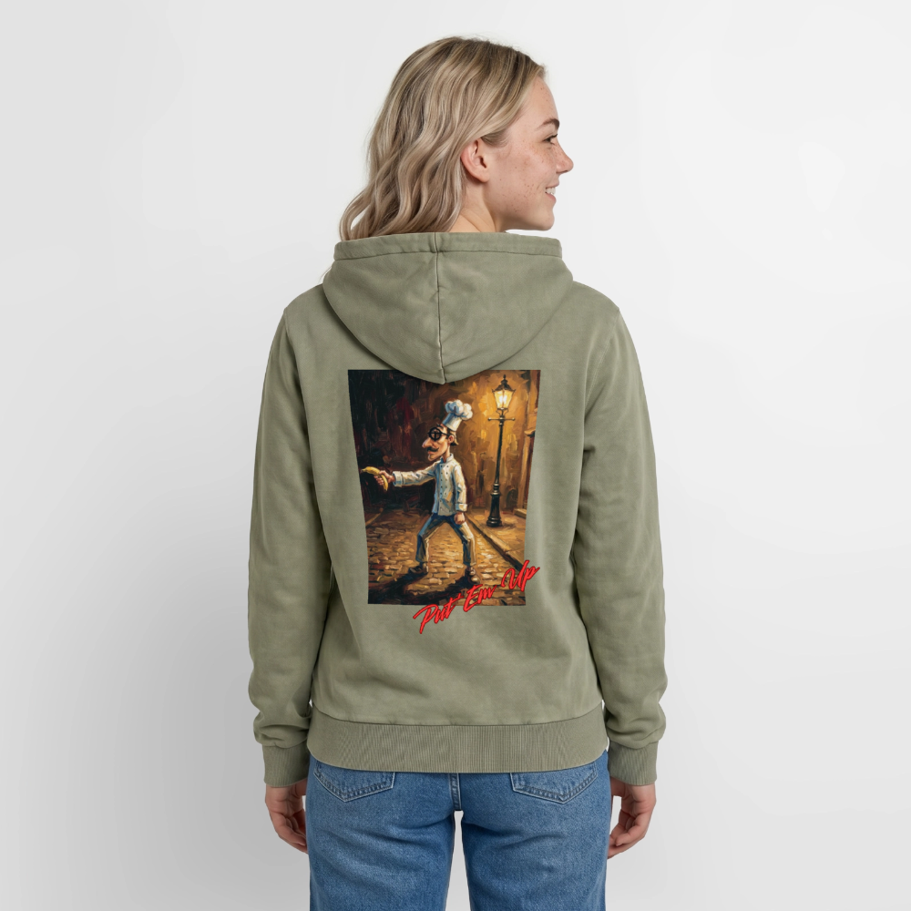 Put 'Em Up Premium Acid Washed Hoodie - acid washed green
