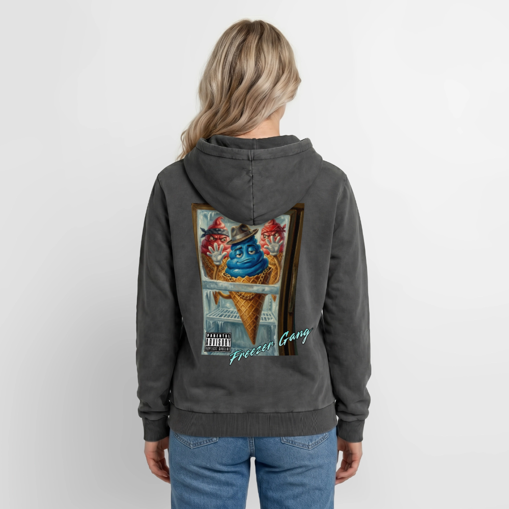 Freezer Gang Premium Acid Washed Hoodie - acid washed black